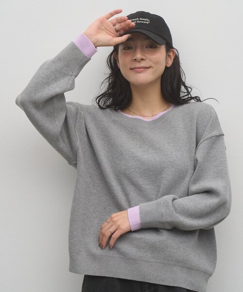 CIAOPANIC TYPY(チャオパニックティピー)の「∴フェイクレイヤードスウェットライクニット(ニット/セーター・レディース・ブラック/ブラウン/グレー/レッド/オフホワイト/ピンク/グリーン/アイボリー・ONE SIZE)」の21枚目の写真