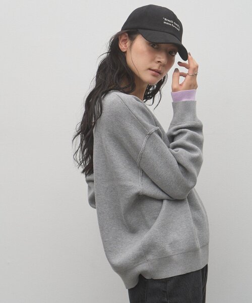 CIAOPANIC TYPY(チャオパニックティピー)の「∴フェイクレイヤードスウェットライクニット(ニット/セーター・レディース・ブラック/ブラウン/グレー/レッド/オフホワイト/ピンク/グリーン/アイボリー・ONE SIZE)」の11枚目の写真