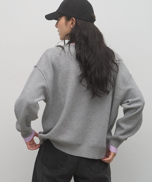 CIAOPANIC TYPY(チャオパニックティピー)の「∴フェイクレイヤードスウェットライクニット(ニット/セーター・レディース・ブラック/ブラウン/グレー/レッド/オフホワイト/ピンク/グリーン/アイボリー・ONE SIZE)」の12枚目の写真
