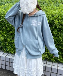 ドットパッチワンポイントジップパーカー