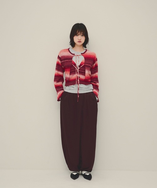 eL（エル）の「【eL】12G Border Layered Cardigan/1070201（カーディガン/ボレロ・レディース・ブルー系その他/レッド系その他・FREE）」の3枚目の写真