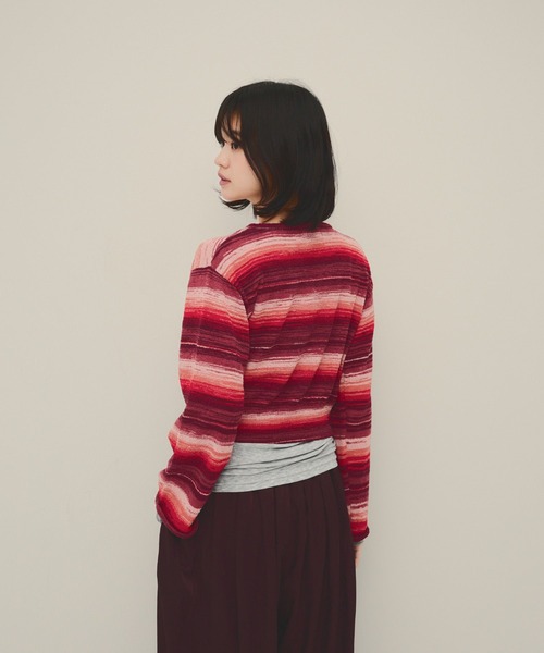 eL（エル）の「【eL】12G Border Layered Cardigan/1070201（カーディガン/ボレロ・レディース・ブルー系その他/レッド系その他・FREE）」の7枚目の写真