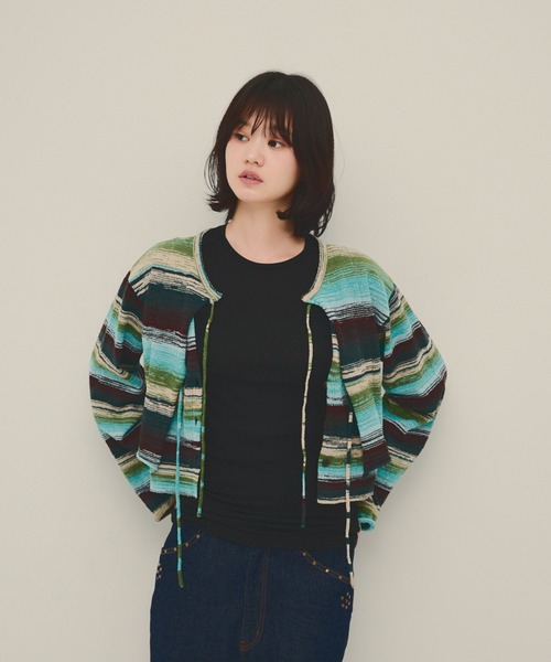 eL（エル）の「【eL】12G Border Layered Cardigan/1070201（カーディガン/ボレロ・レディース・ブルー系その他/レッド系その他・FREE）」の10枚目の写真