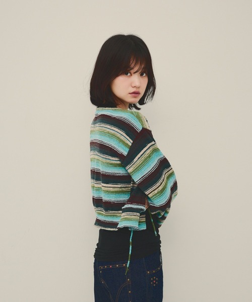 eL（エル）の「【eL】12G Border Layered Cardigan/1070201（カーディガン/ボレロ・レディース・ブルー系その他/レッド系その他・FREE）」の11枚目の写真