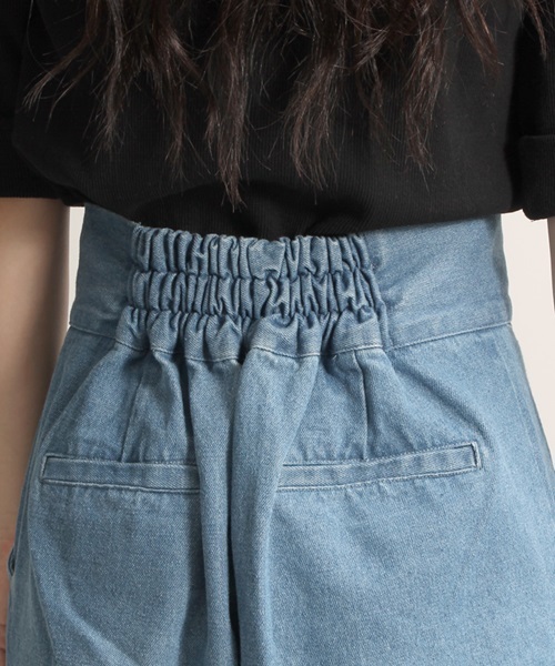 WEGO（ウィゴー）の「DISPARK/デニムタックワイドパンツ（デニムパンツ・レディース・インディゴブルー/ダークインディゴブルー・FREE）」の7枚目の写真