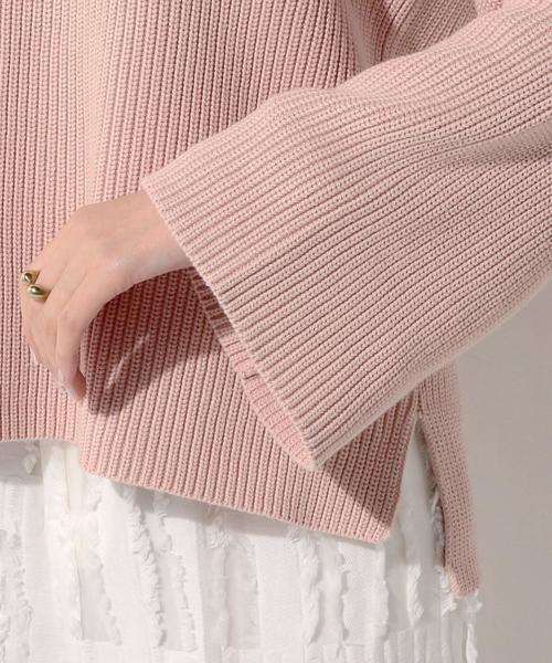 UNITED ARROWS(ユナイテッドアローズ)の「○UWBT アゼ フレア Vネック ニット◆(ニット/セーター・レディース・ライトグレー/ライトピンク/クリーム・フリー)」の9枚目の写真