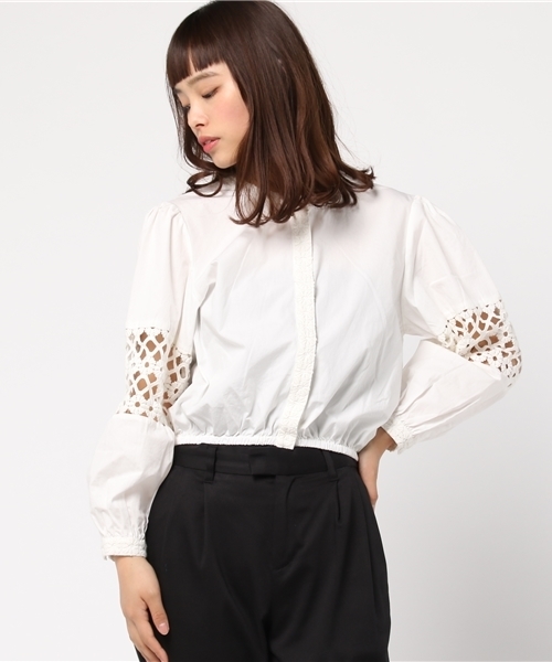 SLY（スライ）の「LACE WORK CROPPED TOPS（Tシャツ/カットソー・レディース・ブラック/ホワイト・2/1）」の10枚目の写真