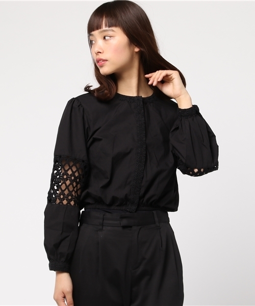 SLY（スライ）の「LACE WORK CROPPED TOPS（Tシャツ/カットソー・レディース・ブラック/ホワイト・2/1）」の11枚目の写真