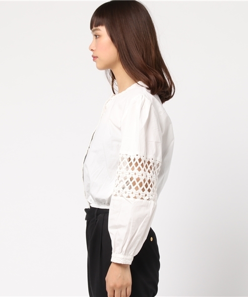 SLY（スライ）の「LACE WORK CROPPED TOPS（Tシャツ/カットソー・レディース・ブラック/ホワイト・2/1）」の4枚目の写真