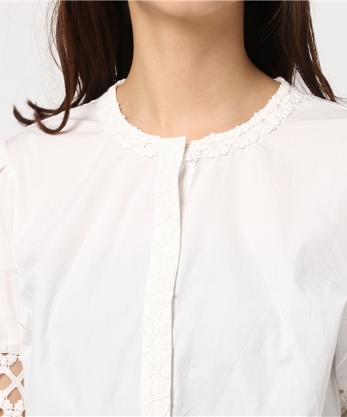 SLY（スライ）の「LACE WORK CROPPED TOPS（Tシャツ/カットソー・レディース・ブラック/ホワイト・2/1）」の6枚目の写真