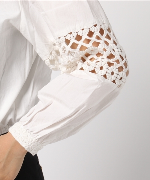 SLY（スライ）の「LACE WORK CROPPED TOPS（Tシャツ/カットソー・レディース・ブラック/ホワイト・2/1）」の7枚目の写真