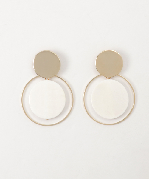 CIBRE（シブレ）の「メタル×ウッドサークルピアス（ピアス（両耳用）・レディース・ホワイト/ブラック・FREE）」の6枚目の写真