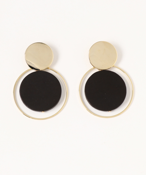 CIBRE（シブレ）の「メタル×ウッドサークルピアス（ピアス（両耳用）・レディース・ホワイト/ブラック・FREE）」の7枚目の写真