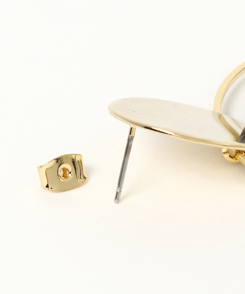 CIBRE（シブレ）の「メタル×ウッドサークルピアス（ピアス（両耳用）・レディース・ホワイト/ブラック・FREE）」の4枚目の写真