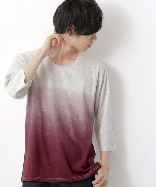 MONO-MART（モノマート）の「Uネックグラデーションカットソー(3/4スリーブ)（Tシャツ/カットソー・メンズ・ブルー/ブラック/ブルーグリーン/ネイビー/ワイン/グリーン・M/L）」の6枚目の写真