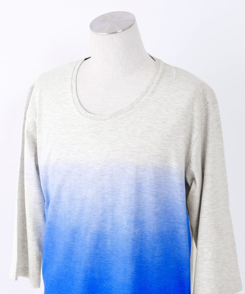 MONO-MART（モノマート）の「Uネックグラデーションカットソー(3/4スリーブ)（Tシャツ/カットソー・メンズ・ブルー/ブラック/ブルーグリーン/ネイビー/ワイン/グリーン・M/L）」の21枚目の写真