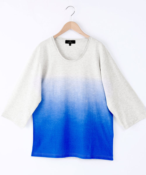 MONO-MART（モノマート）の「Uネックグラデーションカットソー(3/4スリーブ)（Tシャツ/カットソー・メンズ・ブルー/ブラック/ブルーグリーン/ネイビー/ワイン/グリーン・M/L）」の20枚目の写真