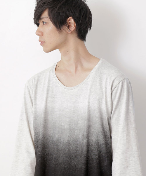 MONO-MART（モノマート）の「Uネックグラデーションカットソー(3/4スリーブ)（Tシャツ/カットソー・メンズ・ブルー/ブラック/ブルーグリーン/ネイビー/ワイン/グリーン・M/L）」の19枚目の写真