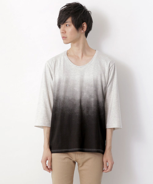 MONO-MART（モノマート）の「Uネックグラデーションカットソー(3/4スリーブ)（Tシャツ/カットソー・メンズ・ブルー/ブラック/ブルーグリーン/ネイビー/ワイン/グリーン・M/L）」の14枚目の写真