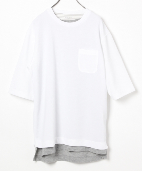 GLOBAL WORK（グローバルワーク）の「【吸水速乾】リップル5分袖TEE/743584（Tシャツ/カットソー・メンズ・ネイビー/ダークブラウン/ブラック/ホワイト・MEDIUM/SMALL/LARGE/X-LARGE）」の2枚目の写真