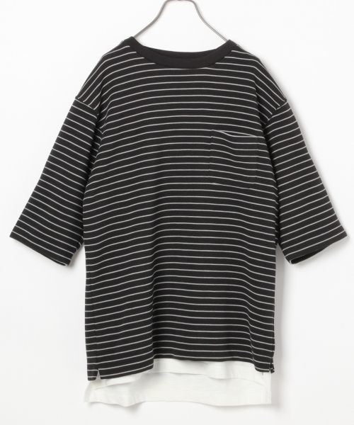 GLOBAL WORK（グローバルワーク）の「【吸水速乾】リップル5分袖TEE/743584（Tシャツ/カットソー・メンズ・ネイビー/ダークブラウン/ブラック/ホワイト・MEDIUM/SMALL/LARGE/X-LARGE）」の3枚目の写真