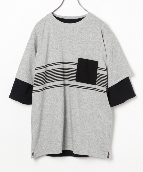 GLOBAL WORK（グローバルワーク）の「【吸水速乾】リップル5分袖TEE/743584（Tシャツ/カットソー・メンズ・ネイビー/ダークブラウン/ブラック/ホワイト・MEDIUM/SMALL/LARGE/X-LARGE）」の10枚目の写真