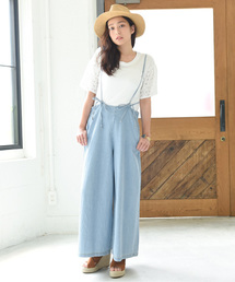 Luz Llena | [綿100%]リボンストラップ・デニムサロペット(デニムパンツ)