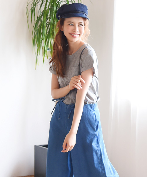 Luz Llena（ラズレナ）の「[綿100%]リボンストラップ・デニムサロペット（デニムパンツ・レディース・サックスブルー/ブルー/ネイビー・MEDIUM）」の6枚目の写真