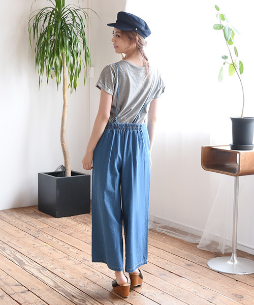 Luz Llena（ラズレナ）の「[綿100%]リボンストラップ・デニムサロペット（デニムパンツ・レディース・サックスブルー/ブルー/ネイビー・MEDIUM）」の7枚目の写真