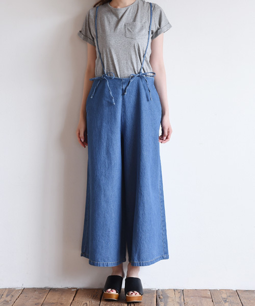 Luz Llena（ラズレナ）の「[綿100%]リボンストラップ・デニムサロペット（デニムパンツ・レディース・サックスブルー/ブルー/ネイビー・MEDIUM）」の8枚目の写真