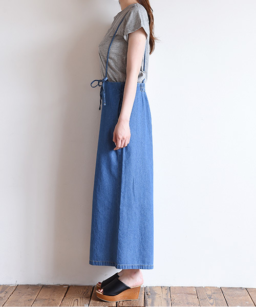 Luz Llena（ラズレナ）の「[綿100%]リボンストラップ・デニムサロペット（デニムパンツ・レディース・サックスブルー/ブルー/ネイビー・MEDIUM）」の9枚目の写真