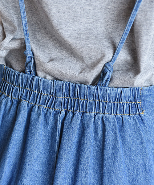 Luz Llena（ラズレナ）の「[綿100%]リボンストラップ・デニムサロペット（デニムパンツ・レディース・サックスブルー/ブルー/ネイビー・MEDIUM）」の12枚目の写真