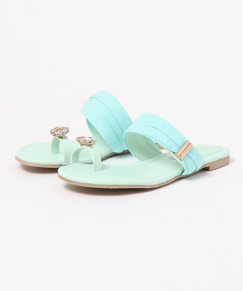 KOBE LETTUCE（コウベレタス）の「親指ビジュー×シフォンベルトフラットサンダル（サンダル・レディース・ホワイト/ブラック/ピンク/その他1/その他2/その他3/シルバー/ブルー/ミント/イエロー/ブラック系その他/その他/グリーン系その他/シルバー系その他・L/S/M/LL）」の6枚目の写真