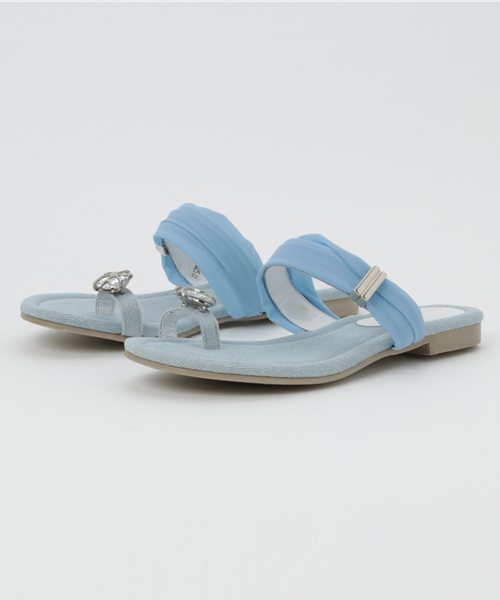 KOBE LETTUCE（コウベレタス）の「親指ビジュー×シフォンベルトフラットサンダル（サンダル・レディース・ホワイト/ブラック/ピンク/その他1/その他2/その他3/シルバー/ブルー/ミント/イエロー/ブラック系その他/その他/グリーン系その他/シルバー系その他・L/S/M/LL）」の7枚目の写真