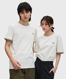 FRED PERRY ベージュ Tシャツ Sサイズ相当 ◇FRED PERRY（フレッドペリー）Sheer Panel T－Shirt（Tシャツ