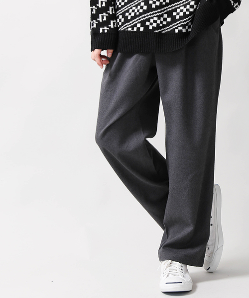 WEGO（ウィゴー）の「WEGO/ストレッチウィンターワイドスラックス（スラックス・メンズ・ブラウン系その他/ブラック/ダークグレー/キャメル・LARGE/MEDIUM/SMALL）」の3枚目の写真