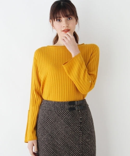 grove（グローブ）の「◆【WEB限定あり】袖ターンバック ニットプルオーバー（ニット/セーター・レディース・オフホワイト/ブラック/グリーン/イエロー/レッド/ピンク/ブルー・02/03）」の5枚目の写真