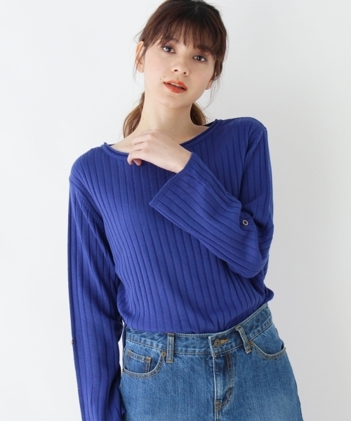 grove（グローブ）の「◆【WEB限定あり】袖ターンバック ニットプルオーバー（ニット/セーター・レディース・オフホワイト/ブラック/グリーン/イエロー/レッド/ピンク/ブルー・02/03）」の4枚目の写真