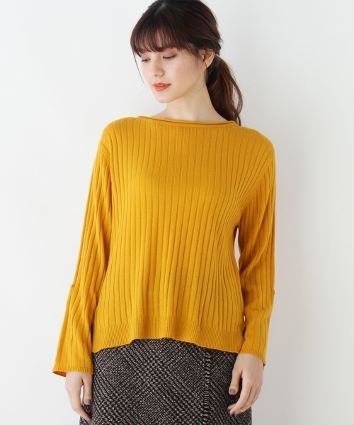 grove（グローブ）の「◆【WEB限定あり】袖ターンバック ニットプルオーバー（ニット/セーター・レディース・オフホワイト/ブラック/グリーン/イエロー/レッド/ピンク/ブルー・02/03）」の8枚目の写真