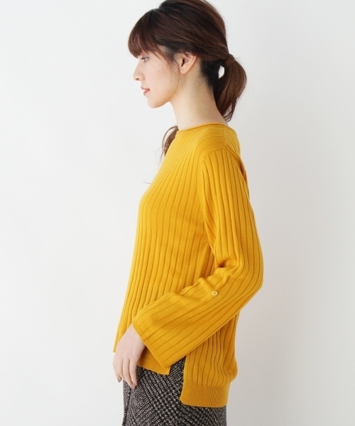 grove（グローブ）の「◆【WEB限定あり】袖ターンバック ニットプルオーバー（ニット/セーター・レディース・オフホワイト/ブラック/グリーン/イエロー/レッド/ピンク/ブルー・02/03）」の9枚目の写真