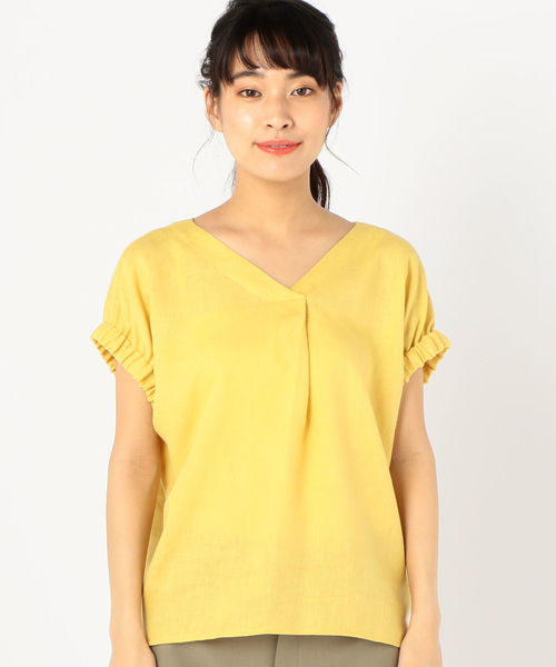 SHIPS（シップス）の「ゴムスリーブブラウス（シャツ/ブラウス・レディース・ライトホワイト/イエロー/ネイビー・ONE SIZE）」の7枚目の写真