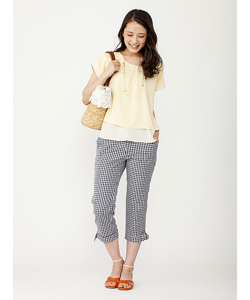 ROPE' PICNIC（ロペピクニック）の「シフォン配色裾ダブルブラウス（シャツ/ブラウス・レディース・イエロー/サックスブルー/ピンク/ネイビー・38）」の14枚目の写真