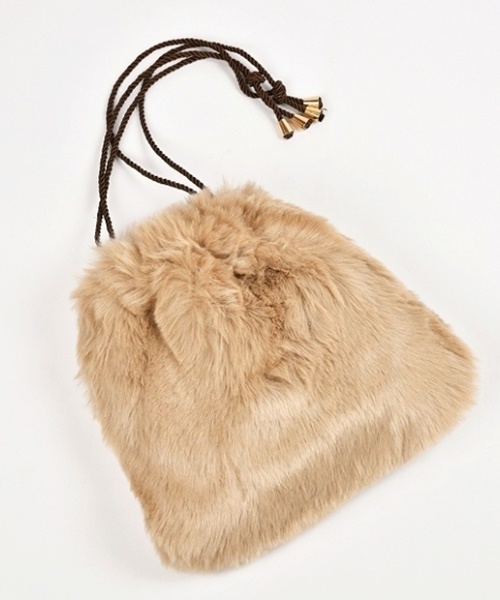 Casselini(キャセリーニ)の「FOX風フェイクファー巾着(ショルダーバッグ・レディース・ベージュ/ブラウン/その他/レオパード・FREE)」の1枚目の写真