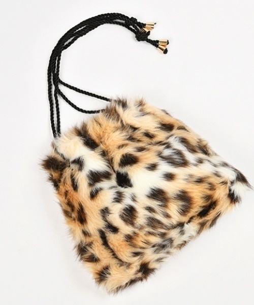 Casselini(キャセリーニ)の「FOX風フェイクファー巾着(ショルダーバッグ・レディース・ベージュ/ブラウン/その他/レオパード・FREE)」の4枚目の写真