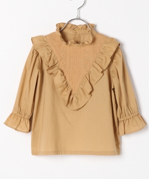 GLOBAL WORK（グローバルワーク）の「【キッズ】レースVフリルブラウス7分袖/801367（シャツ/ブラウス・キッズ・ホワイト/ベージュ・SMALL/MEDIUM/LARGE/X-LARGE/XX-LARGE）」の2枚目の写真
