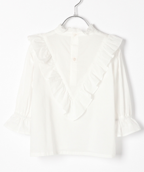 GLOBAL WORK（グローバルワーク）の「【キッズ】レースVフリルブラウス7分袖/801367（シャツ/ブラウス・キッズ・ホワイト/ベージュ・SMALL/MEDIUM/LARGE/X-LARGE/XX-LARGE）」の3枚目の写真