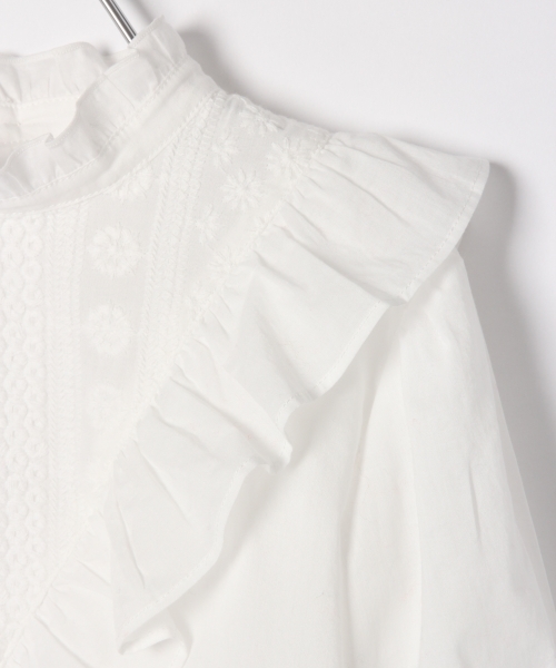 GLOBAL WORK（グローバルワーク）の「【キッズ】レースVフリルブラウス7分袖/801367（シャツ/ブラウス・キッズ・ホワイト/ベージュ・SMALL/MEDIUM/LARGE/X-LARGE/XX-LARGE）」の6枚目の写真