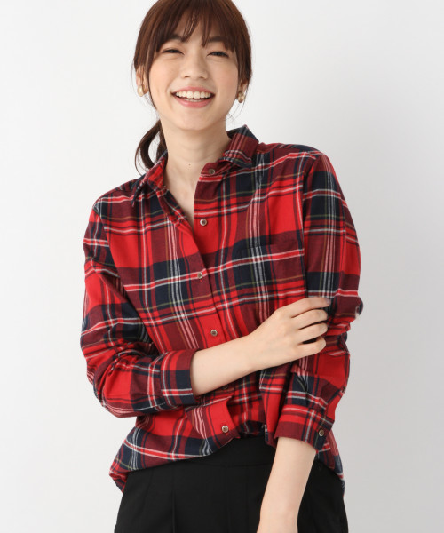 GLOBAL WORK(グローバルワーク)の「フランネルワイヤーシャツ(シャツ/ブラウス・レディース・ホワイト/ネイビー/グリーン/グレー/レッド・SMALL/MEDIUM/LARGE)」の5枚目の写真