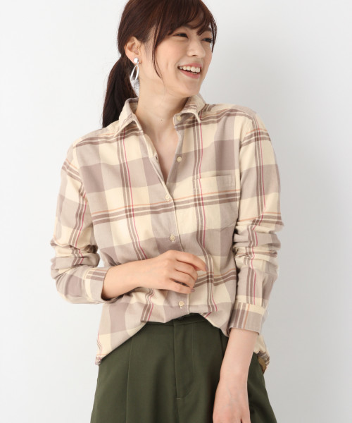 GLOBAL WORK(グローバルワーク)の「フランネルワイヤーシャツ(シャツ/ブラウス・レディース・ホワイト/ネイビー/グリーン/グレー/レッド・SMALL/MEDIUM/LARGE)」の2枚目の写真