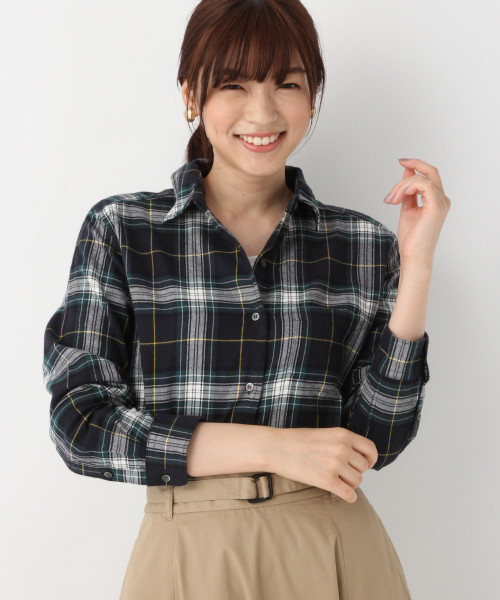 GLOBAL WORK(グローバルワーク)の「フランネルワイヤーシャツ(シャツ/ブラウス・レディース・ホワイト/ネイビー/グリーン/グレー/レッド・SMALL/MEDIUM/LARGE)」の3枚目の写真